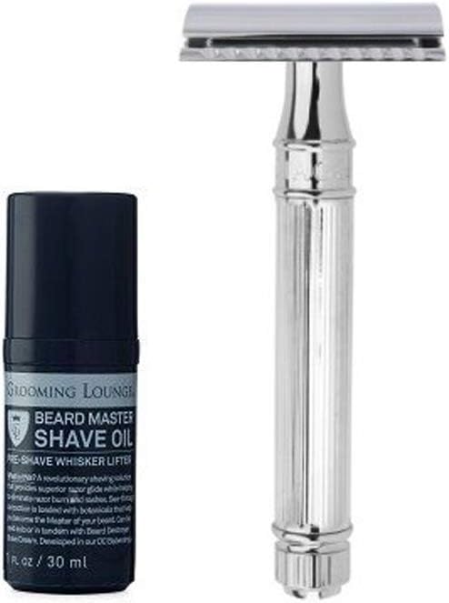 Grooming Lounge Beard Master Shave Oil and Edwin Jagger Double Edge Safety Razor Bundle
