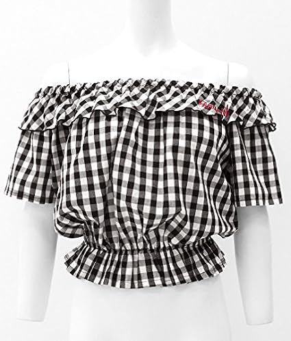 Amazon Anap Girl ギンガムチェックオフショルトップス Tシャツ カットソー 通販