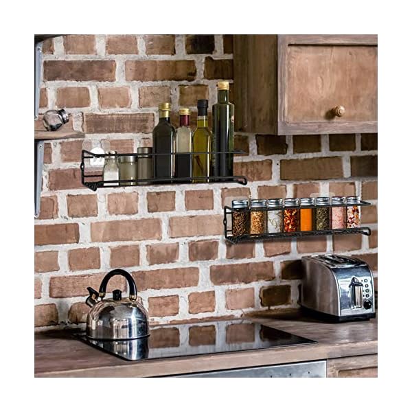 GEEDIAR-Spice-Racks-Organiser-4-Tier-Hanging-Stainless-Steel-Spice-Racks-Wall-Mounted-with-Adhensive-Stickder-Screws-Kitchen-Pantry-Shelf-for-Spices-and-Condiments-Spice-Jars-Black GEEDIAR Spice Racks Organiser - 4 Tier Hanging Stainless Steel Spice Racks Wall Mounted with Adhensive Stickder & Screws…