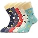 Pack of 5 Womens Cute Animals Socks Girls Warm Novelty Funny Cartoon Cotton Crew Socks,Cat