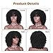 ForQueens Black Short Kinky Curly Wig Synthetic Afro Full Wigs For Black Women Heat Resistant Hair Curly Wigs With Bangs For African Women