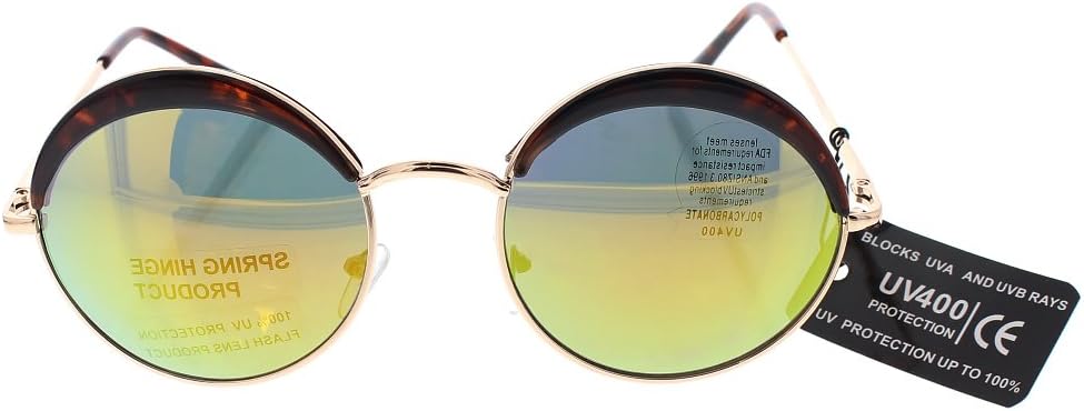 Women's Half Rim Mirrored Sunglasses Shades - 100% UV 400 Sun Protection - Impact Resistant Polycarbonate Lenses - Gold Mirror Lens