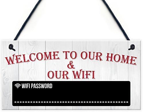 Alvis Petty Welcome To Our Home &amp; Wifi Password Chalkboard Gift Hanging Plaque Internet Sign