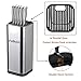 Knife Block, Fnboc Stainless Steel Knife Holder - 14 Slot Universal Kitchen Organizer - Scissor/Sharpener Rod Kitchen Storage - Drainage Hole & Easy to Clean & Save Space