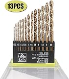 Hymnorq Metric M35 Cobalt Steel Extremely Heat Resistant Twist Drill Bits with Straight Shank Set of 13pcs to Cut Through Hard Metals Such as Stainless Steel and Cast Iron