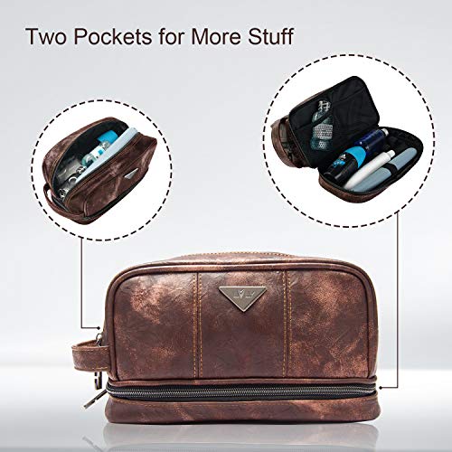 Toiletry Travel Bag for Men - Large Leather Dopp Kit - Mens Toiletries Bathroom Organizer by LVLY (Brown) 5 Toiletry Travel Bag for Men - Large Leather Dopp Kit - Mens Toiletries Bathroom Organizer by LVLY (Brown)