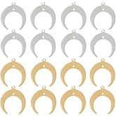 DICOSMETIC 40Pcs Crescent Moon Pendant Charm 2 Colors Moon Connector Charm Brass Moon Link Charms Real 24K Gold Plated Double Horn Charm for Bracelet Necklace Earrings Keyring Jewelry Making