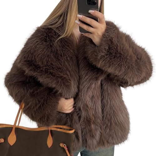 Amazon.com: Faux Fur Coat for Women Plus Size Fluffy Winter Coats