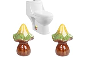 AKV Mushroom Toilet Bolt Caps Porcelain Toilet Bolt Covers Decorative,Fun Toilet Screw Cover Caps,2Pcs Ceramic Mushroom Toilet Screw Caps,Toilet Bowl Bolt Covers for Bathroom Decor,Easy to install (A1)