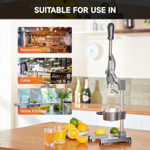 CO-Z Professional Manual Citrus Juicer Pomegranate Orange Lemon Juicer with Steel Lever for Home, Restaurant, Bar (Grey)