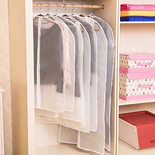 Bringsine Top Quality See-Through Travel Garment Suit Clothes Covers Bags clothes Organizer Dress Dustproof Storage Zipper Bags Protector 40 Inches Long, Pack of 5 (60x100CM)
