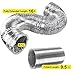 iPower GLDUCT16C 6 Inch 16 Feet Non-Insulated Flex Air Aluminum Ducting Dryer Vent Hose for HVAC Ventilation, 2 Clamps included, silver
