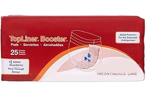 Super Booster Pads for Incontinence, 25 Count – High-Absorbency Top Liners for Extra Protection