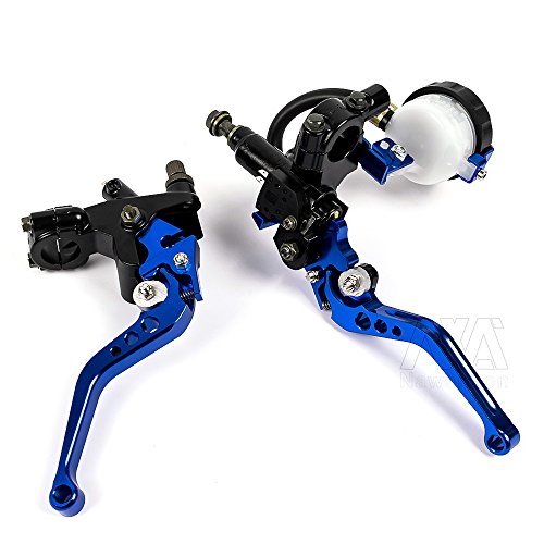 Universal 7/8" 22mm Motorcycle Clutch Brake Master Cylinder Reservoir Levers Kit Fluid Reservoir Set (Blue)