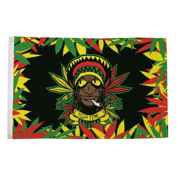 Rasta Man Leaves Large Flag 8ft x 5ft (240cm x 150cm)