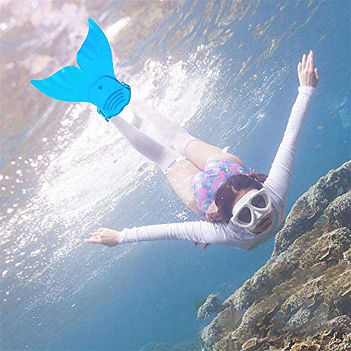 Swimming Mermaid Fin, YiMiky Cute Kids Swimming Fins Monofin Mermaid Tails Foot Flippers Water Sports Training Shoes Feet Tail Monofin Swimming Snorkeling Fins for Girls Boys - Blue
