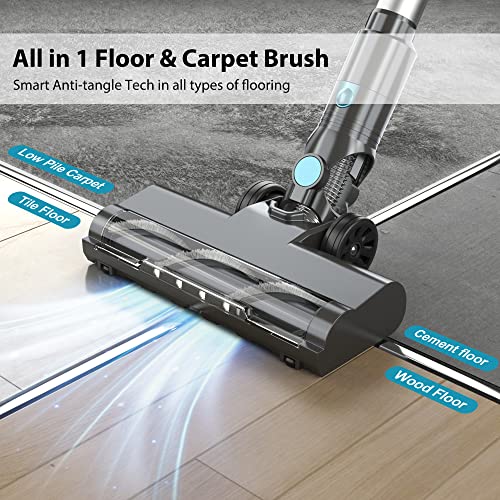 PRETTYCARE Cordless Vacuum Cleaner, 30Kpa Powerful Stick with Brushless Motor, LED Touch Display