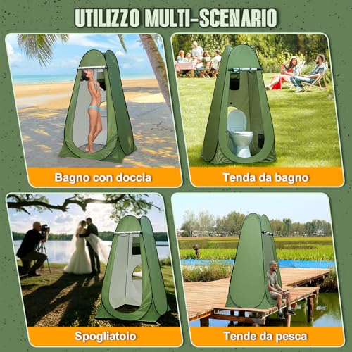 Charmofun Tenda Doccia Campeggio, Tenda WC Campeggio con Finestra e Tasca Portaoggetti, Tenda da Bagno Pop Up per Spiaggia, Pesca, Escursionism