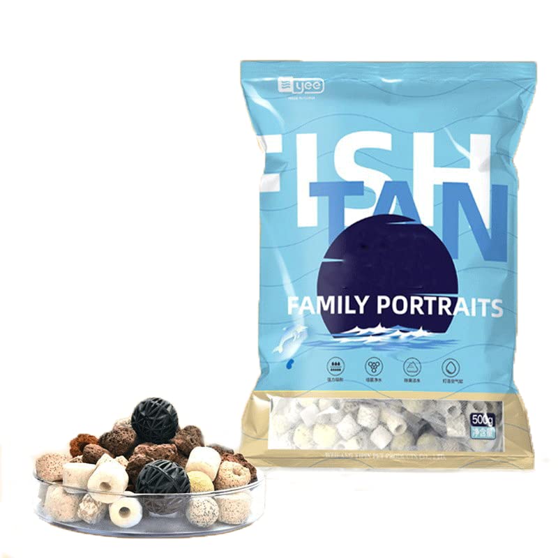 zalati Aquarium Filter Media Set 12 in 1 Bio Balls Ceramic Rings Water Filter Media for Fish Tank Pond - 500g