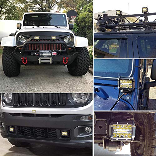 Led Pod, Viesyled 2PCS 4 Inch 120W 12800lm Spot & Flood Combo Driving Fog Off Light Waterproof Led Work Light Triple Rows Off-road Truck Car ATV UTV SUV Jeep Cabin Boat, 2 Years Warranty
