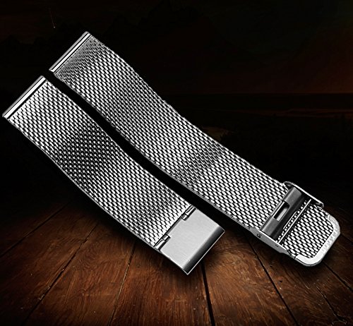 Stainless Steel Milanese Loop Watch Band Mesh Band 22mm Smart Watch Strap Replacement Wrist Bands Bracelet Classic Polished Silver - Thumbnail 5