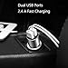 USB Car Charger, COSOOS 2-Port Fast Charger, Aluminum-Alloy Safety Hammer(Break Window), 2.4A Phone Charger for iPhone X/8 Plus/7/6S, iPad Air/Mini, Samsung Galaxy S7/S6/Edge, Kindle