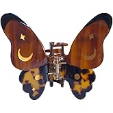 White Spotted Butterfly Hair Clips,Acetate Hair Clip,Star Butterfly Claw Clips for Women,Brown