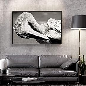 Floating Framed Canvas Wall Art for Living Room, Bedroom Black and White Wild Animal Canvas Prints for Home Decoration Ready to Hang - 16x24 inches