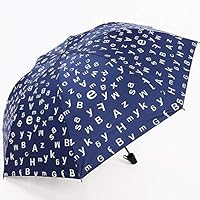 ERGOUZI DIY Square Lattice Umbrella Black Plastic Umbrella Sun Umbrella Sun Umbrella Tri-Fold Umbrella Letter Navy Blue Bold Rod 58