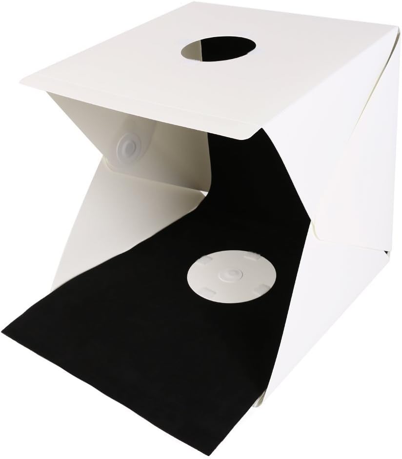 InnoDesktop Portable Foldable Photo Studio Shooting Tent, Built-in Mini LED Lightbox Photography Shooting DIY Tent Kit with 2pcs White&Black Backdrops Background Pads (Medium Size)