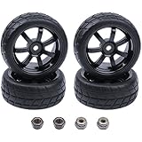 4Pcs HobbyPark 26mm 1/10 RC Touring Car Tires & 12mm Hex Hub Wheel Rims 7 Spoke Foam Inserts for Redcat Racing HPI Tamiya HSP Exceed