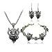 START Black Owl Jewelry Sets Necklace + Ring + 1 Pair Earrings 3-Pieces