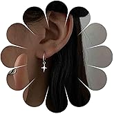 Erimberate Bohemian Star Dangle Earrings Tiny Star Drop Earrings Silver Cross Hoop Earrings Minimalist Shooting Star Circle Earrings Jewelry for Women Gifts