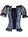 Burvogue Women's Short Sleeve Gothic Steampunk Jacquard Corsets Tops (Medium, Blue)