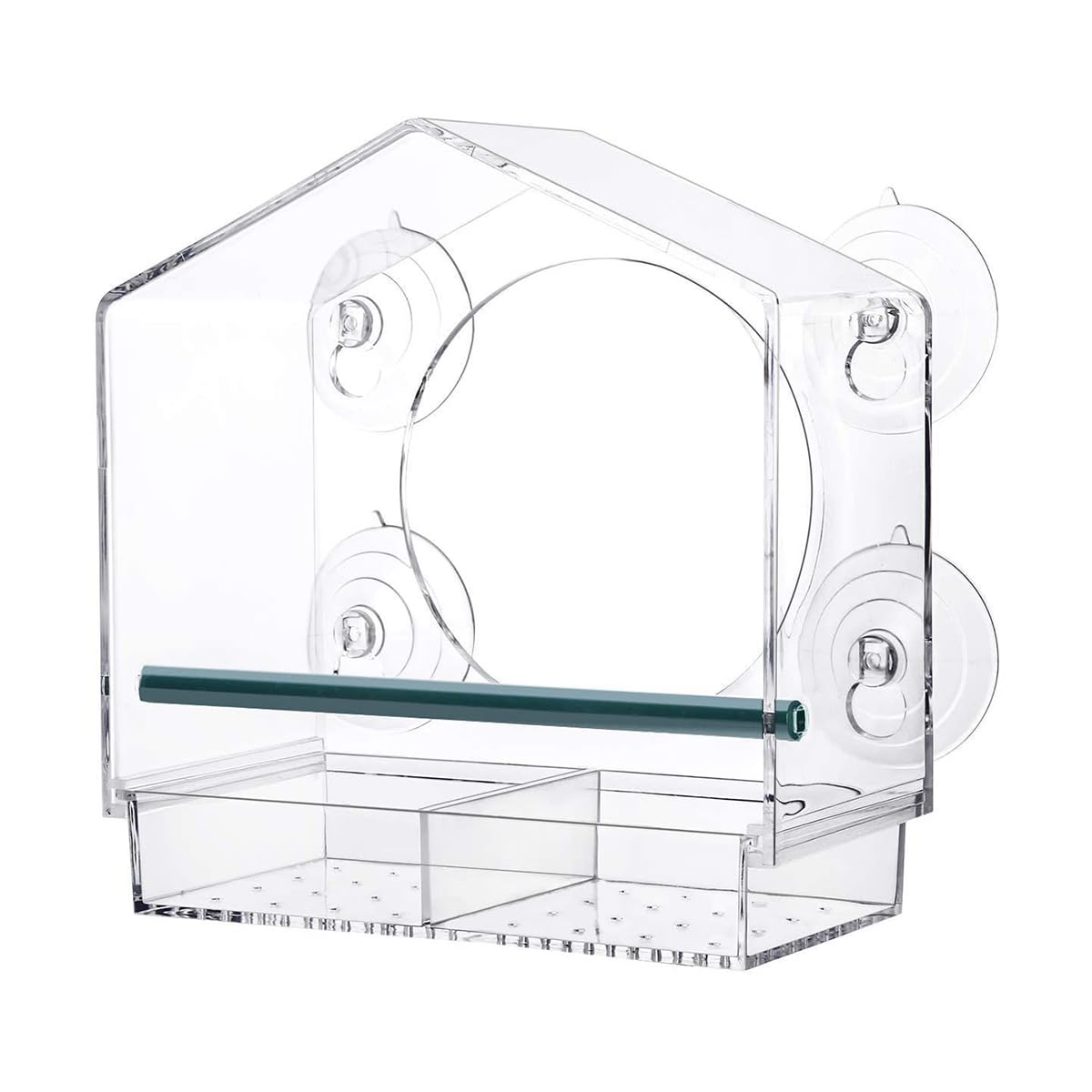 ZONADAH Acrylic Window Bird Feeder with Suction Cups Transparent Hanging Birdhouse Cage for Outdoor Garden Yard Wild Birds