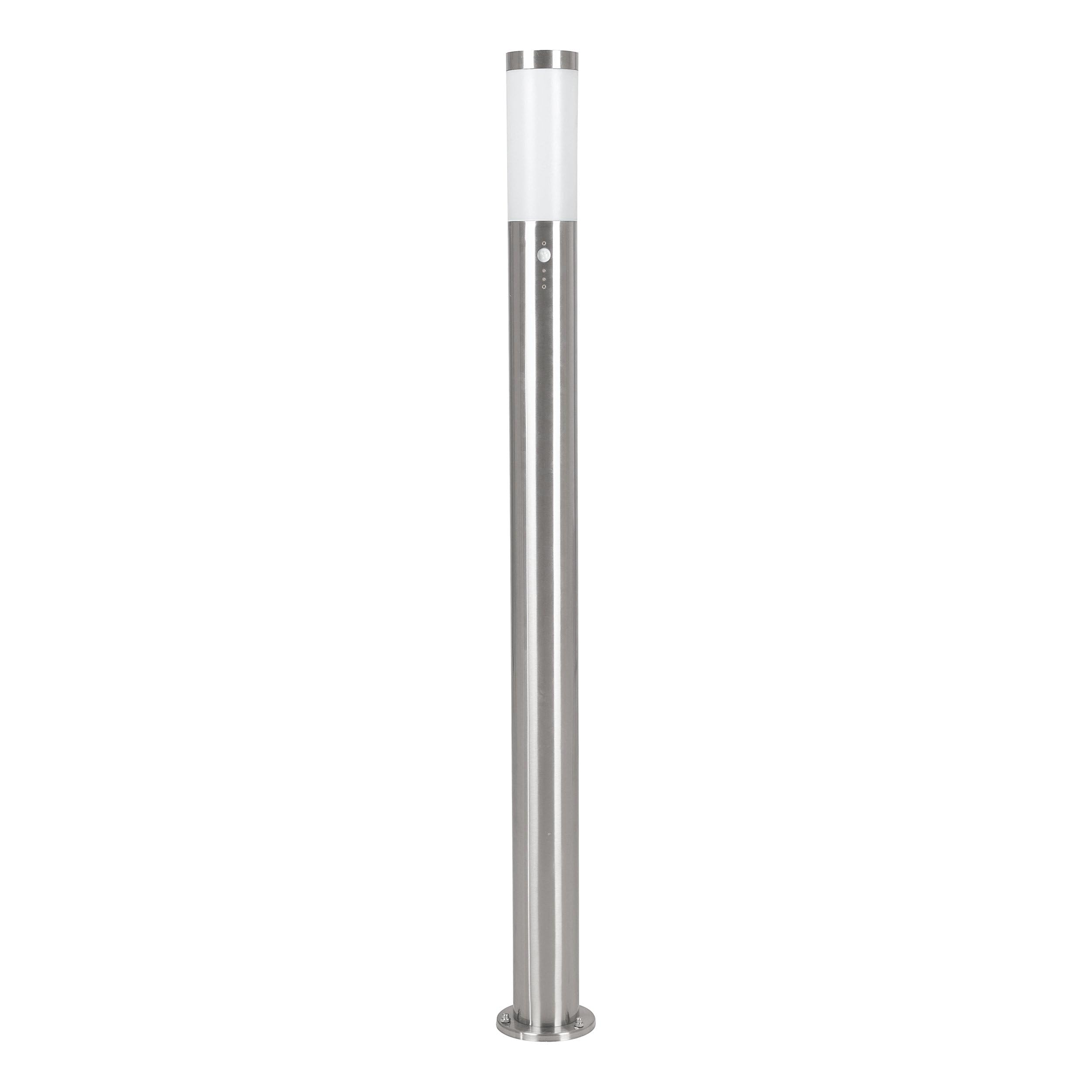 Eglo Outdoor lamp Post Helsinki, Outside Bollard Light with Motion Sensor, Electric Garden and Driveway Lighting Made of Stainless Steel and Plastic, Silver, White, E27 Socket, IP44