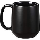 Miicol Ceramic Coffee Mug, 16 oz Large Coffee Cup, Tea Mug with Handle, Flat Bottom Mug for Men, Women, Office, Microwave and Dishwasher Safe, Multi-Color, Black