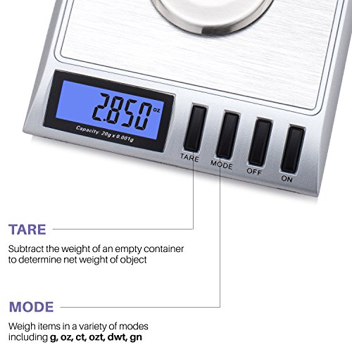 Smart Weigh GEM20 High Precision Digital Milligram Scale 20 x 0.001g Reloading, Jewelry and Gems Scale - Thumbnail 5