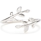 STORYJEWELLERY Story Jewellery Leaf Ring for Women, Gold Plated Sterling Silver Leaf Ring for Girls, Dainty Olive Promise Ring for Women, Birthday Christmas Gifts Rings for Her