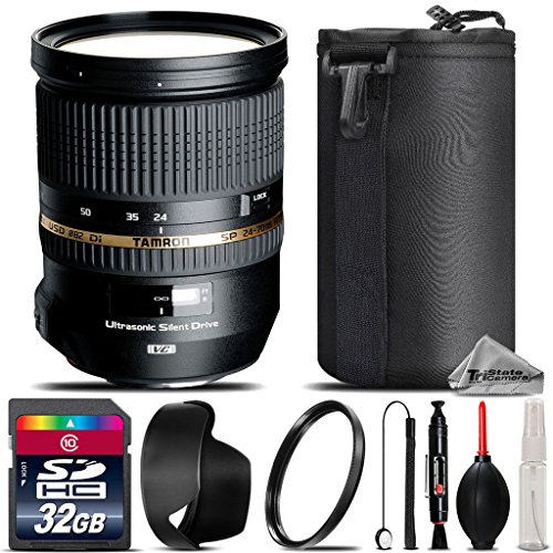 Tamron 24-70mm 2.8 VC Lens for Canon Cameras + 32GB Class 10 High Speed Memory Card + UV Filter + Lens Cap Holder + Cleaning Brush + Air Cleaner + Cleaning Kit