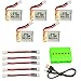 Noiposi 5PCS Upgraded 3.7V 150MAH Battery with X6 Charger Conversion Cable for JJRC H36 Eachine E010 NIHUI NH010