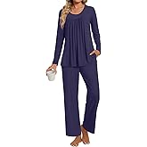 TAOHUADAO Womens Pajamas Set Plus Size Long Sleeve Tops and Pants Pjs Set Ladies Fall Winter 2 Piece Loungewear with Pockets