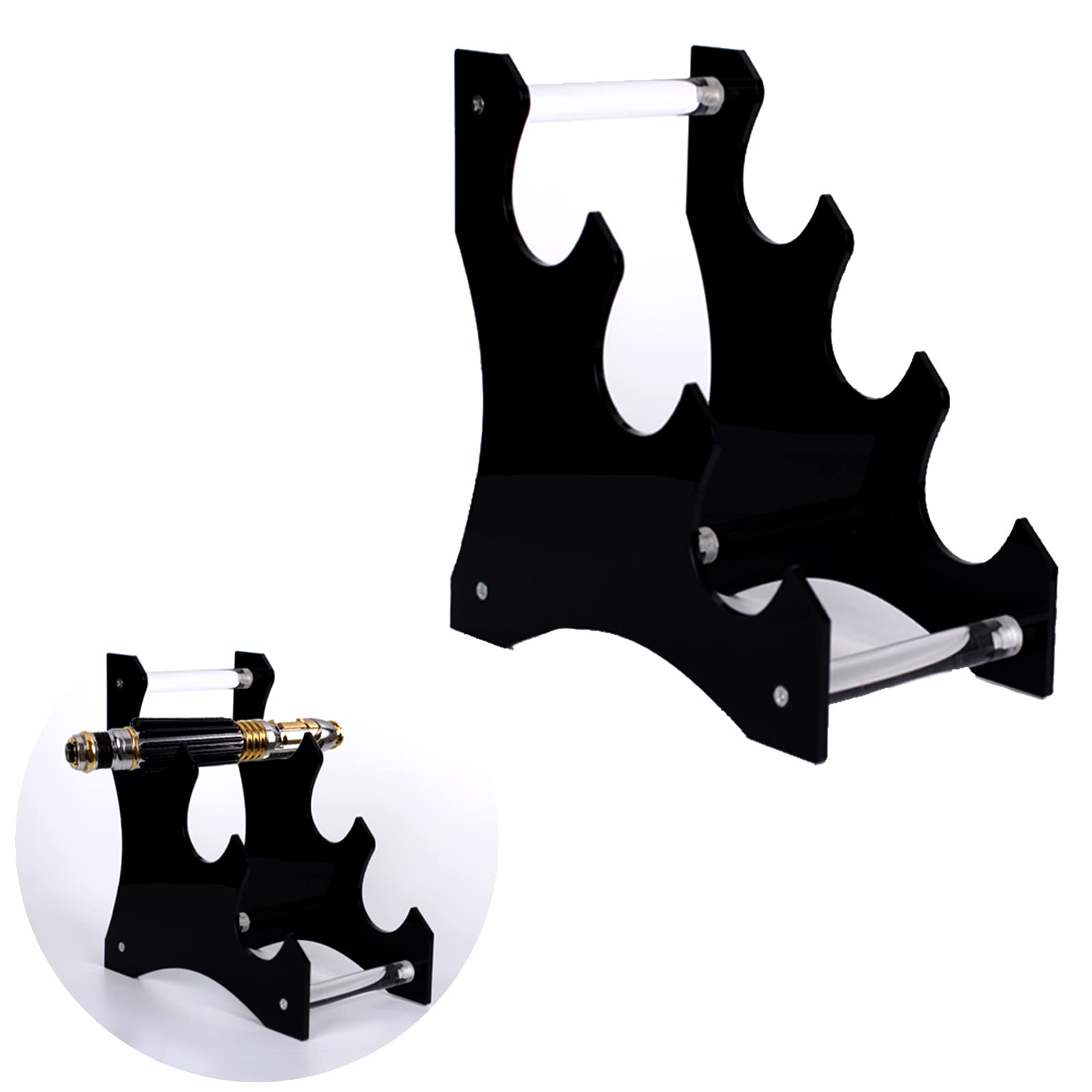 WANLIAN Lightsaber Display Stand,Acylic Horizontal Display Lightsaber Hilt,for Decorative Home (Black)