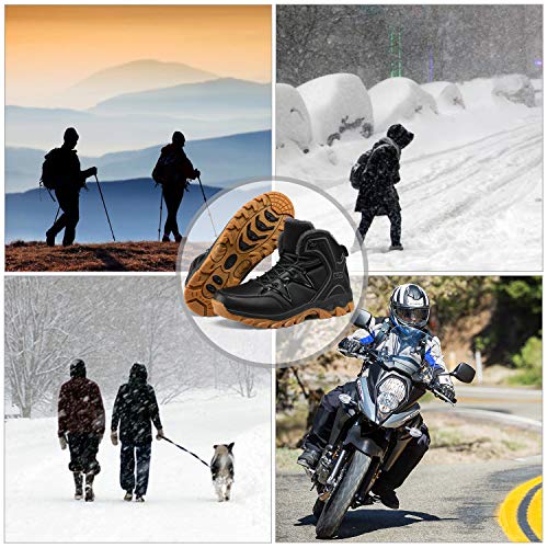 WellUp Men's Snow Boots-Fur-Lined Shoes Non-Slip Outdoor Motorcycle Backpacking Trekking Trails Hiking Sneakers Black 9