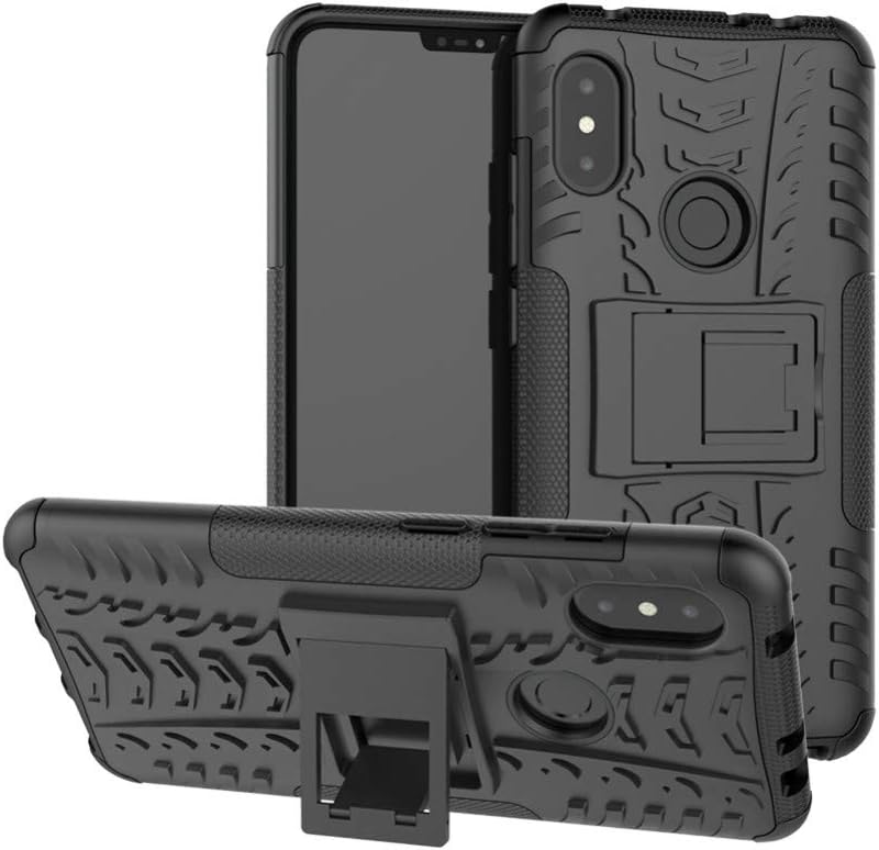 Xiaomi Redmi Note 6 Pro Cover Hybrid DWaybox Rugged Heavy Duty Armor Hard Back Cover Case with Kickstand for Xiaomi Redmi Note 6/Redmi Note 6 Pro 6.26 Inch (Black)