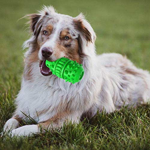 GeLar Dog Squeak Toy for Aggressive Chewers, Indestructible Tough Dog Toys Toothbrush Chew Toy - Dog Teeth Cleaning Stick for Large/Medium Breed - Durable Natural Rubber, Milk Flavor (Green)
