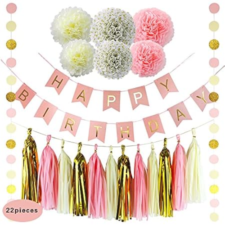 Kenmu Lovely Fiori Di Carta Crema Oro Carta Velina Pom Pom