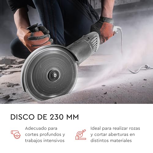 DNIPRO-M Angle Grinder 2400W 230 mm, Professional Radial for Metal, Stone and Concrete, Soft Start Soft Start, Anti-Reset, 5 Position Rotary Handle, M14 Thread, 6500 rpm GL-240
