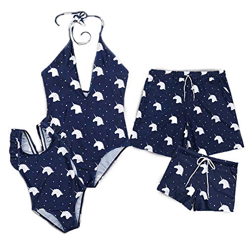 Yaffi Family Matching Swimsuit Women Men Girl Boy One Piece Unicorn Printed Swimwear Bathing Suit
