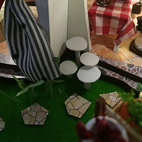 Mcitymall66 Wood Mini Dolls House LOVE Style-Green Coast House Theme With LED Furniture Kit for Children Birthday Christmas Gift